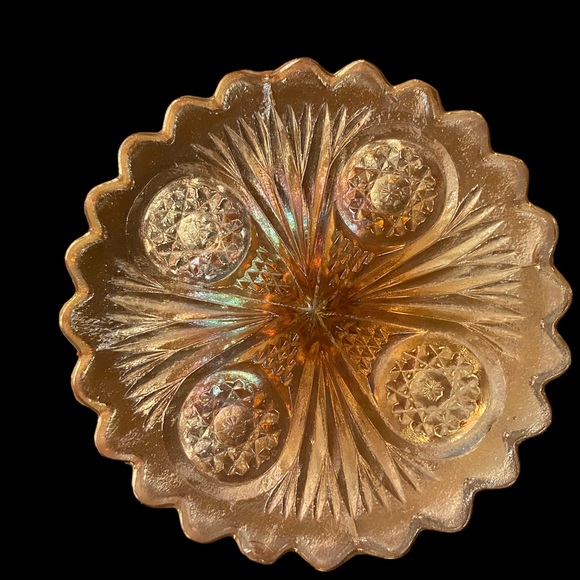 Absolutely gorgeous Antique marigold carnival glass compote / candy dish. MINT - Picture 3 of 5